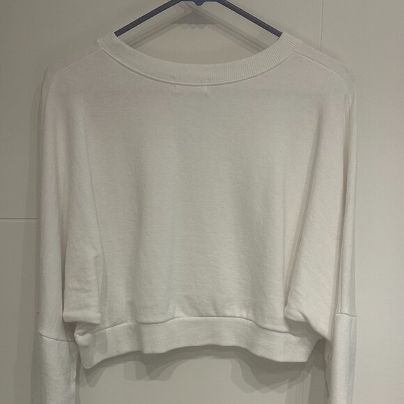 Chuu Cropped Long Sleeve Sweatshirt in White - Picture 2 of 2